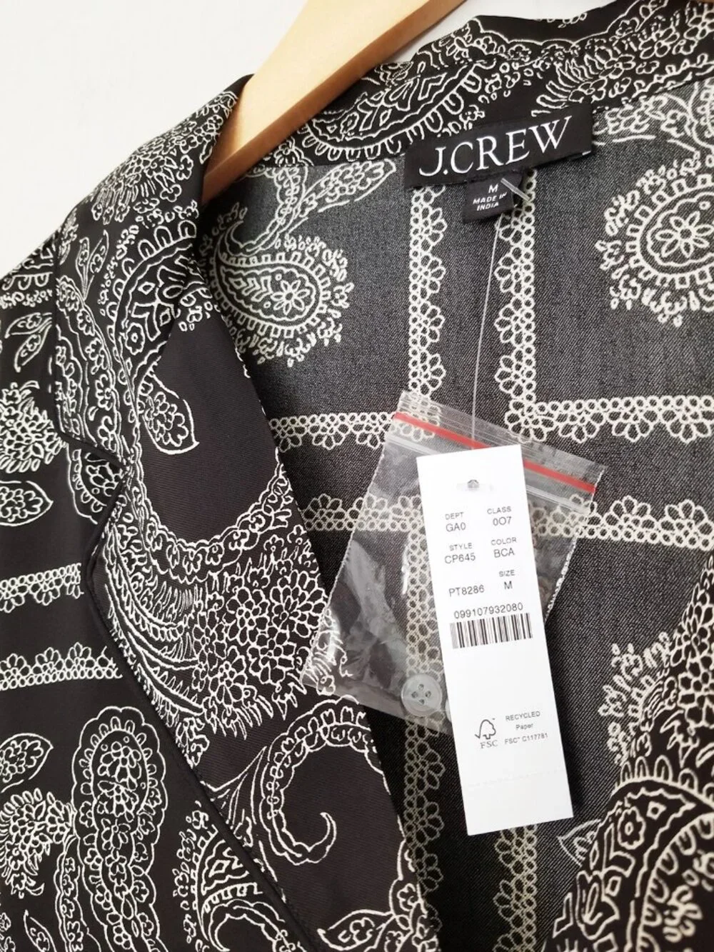 NEW J.CREW Drapey Camp-Collar Shirt M Paisley Scarf Bandana Satin CP645 $145 NWT